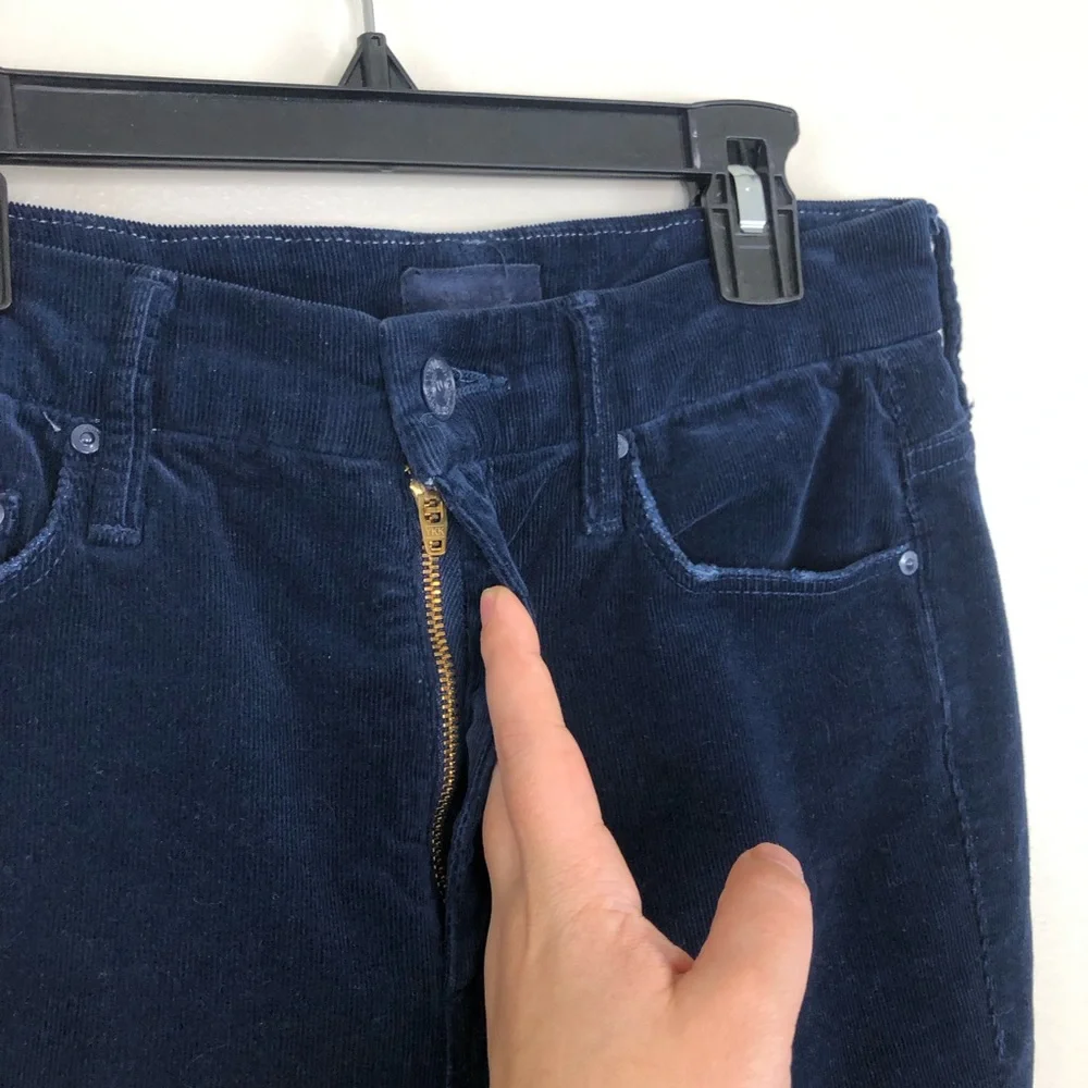 Mother high waisted looker ankle chew hopscotch blue corduroy size 25 - Picture 2 of 15